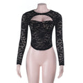 Sexy Lace Cutout Sexy Push up Tops Women Autumn Sexy Long Sleeve