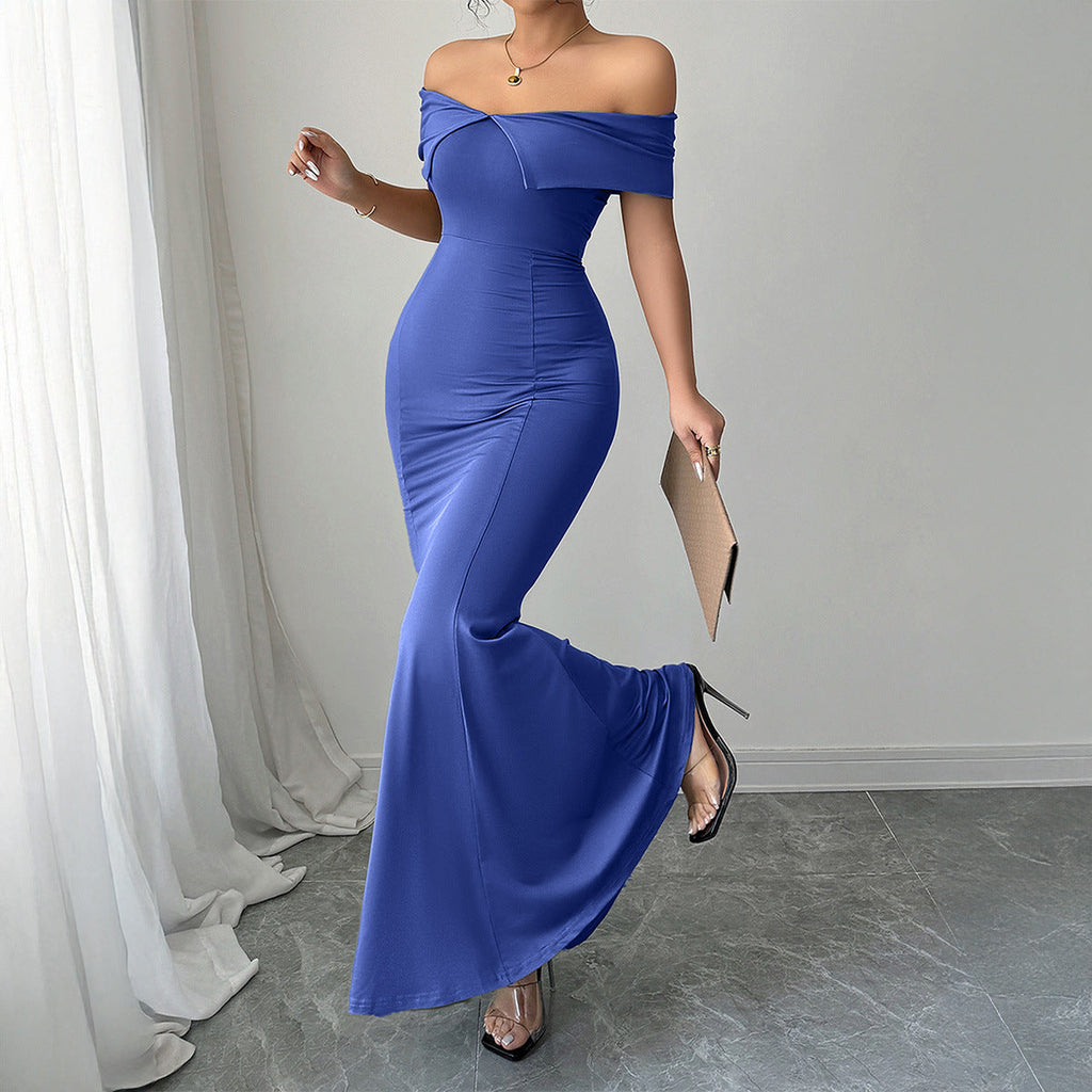 Elegant Sheath off Shoulder Dress Women Clothing Spring Summer