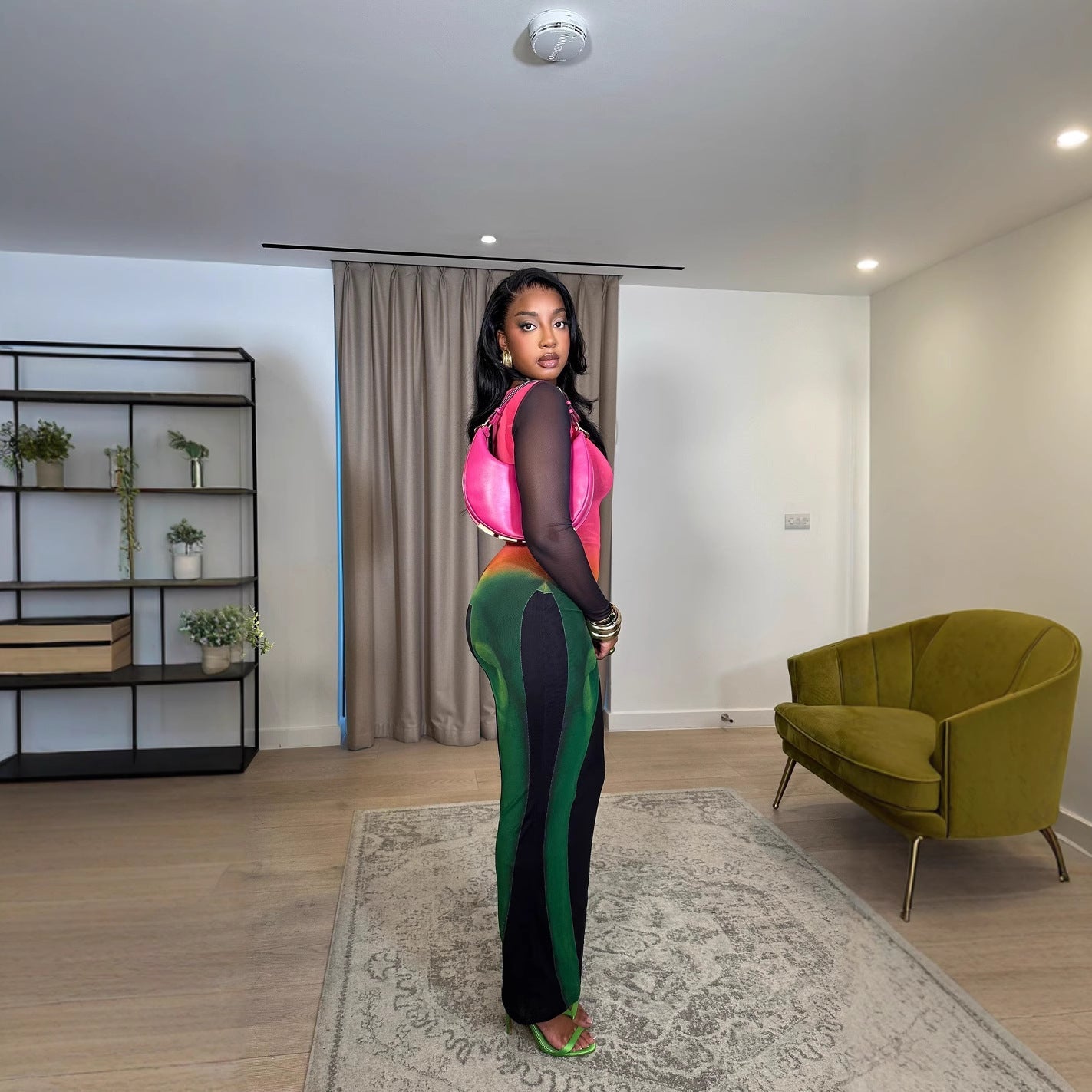 Women Clothing Double Layer Mesh Spring Autumn Elegant Long Sleeve Dress