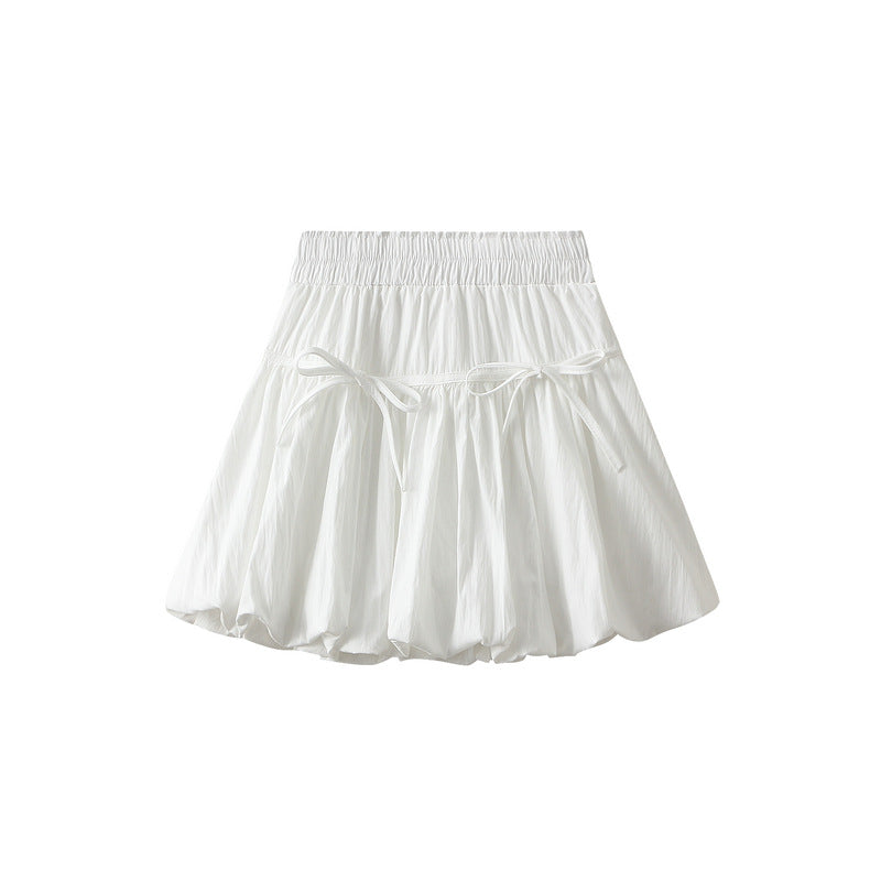 Skirt Women Spring Summer High Waist A line Skirt Bow Design Pettiskirt Bud Lantern Dress Women