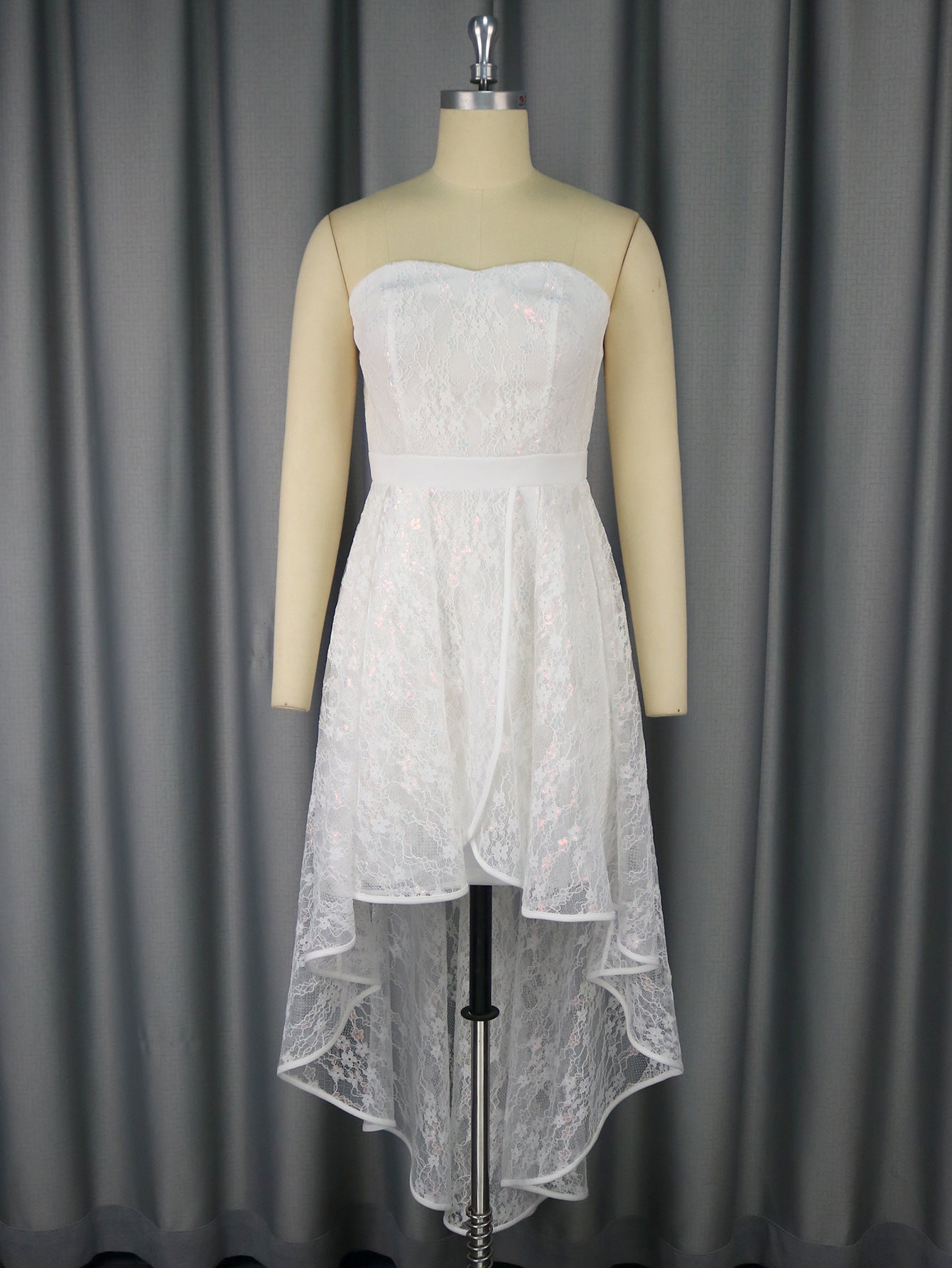 Arrival Sexy Tube Top Dress Jacquard Lace Elegant a Swing Wedding Bridesmaid Dress White Dress