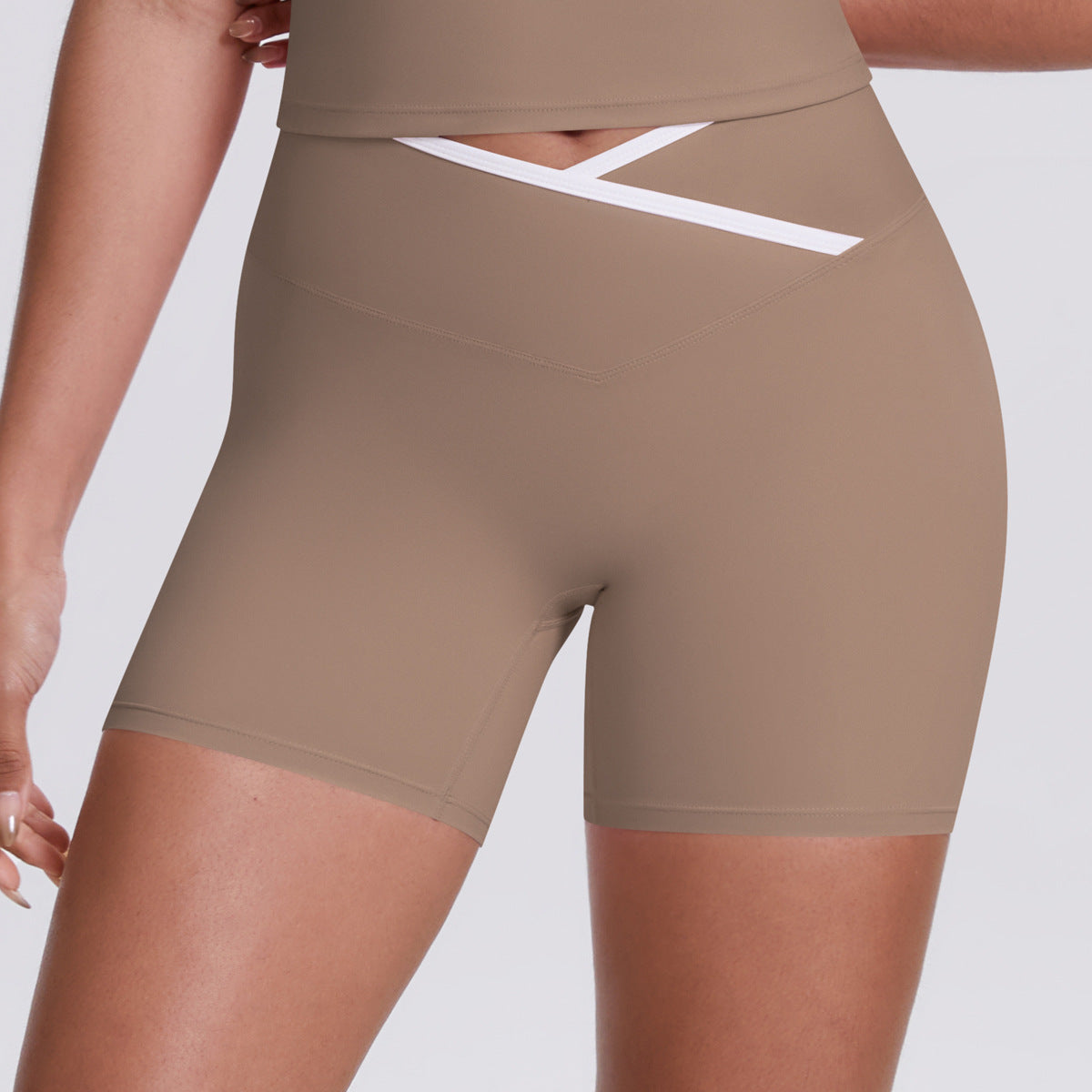Cross High Waist Yoga Shorts Tight Nude Feel Peach Hip Lifting Sport Shorts Women Outer Wear Fitness Yoga Pants