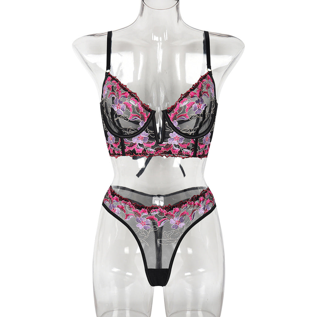 Popular Series Same High Quality Embroidered Metal V neck Sexy Suit Exquisite Embroidery Two Pieces