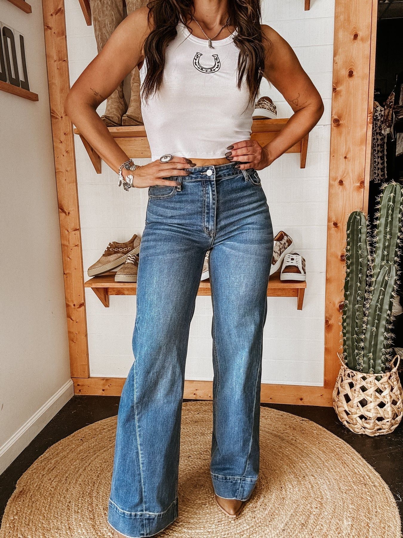 Autumn Winter Women Clothing Street Version Ordinary Washed Elastic Straight Jeans