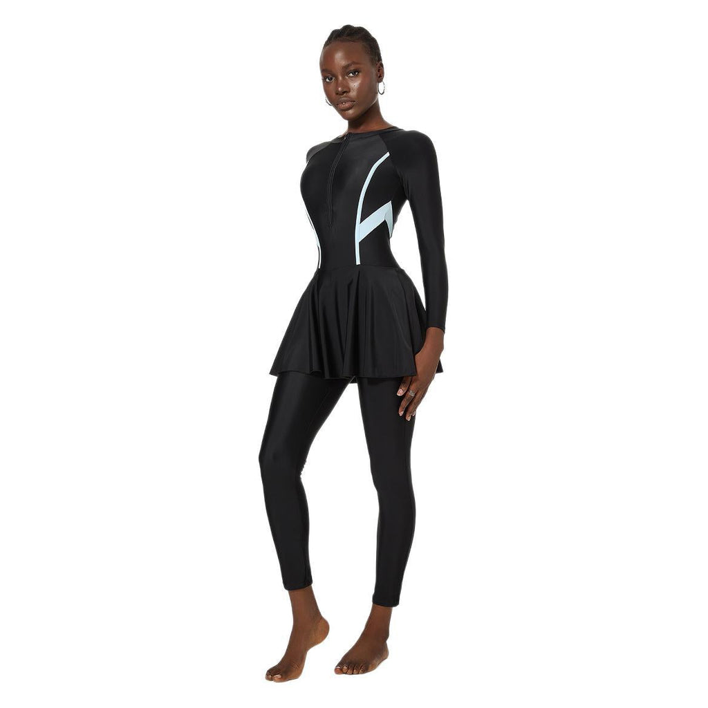 Swimwear Women Belly Covering One Long Sleeve Trousers Spring Surfing Diving Swimsuit