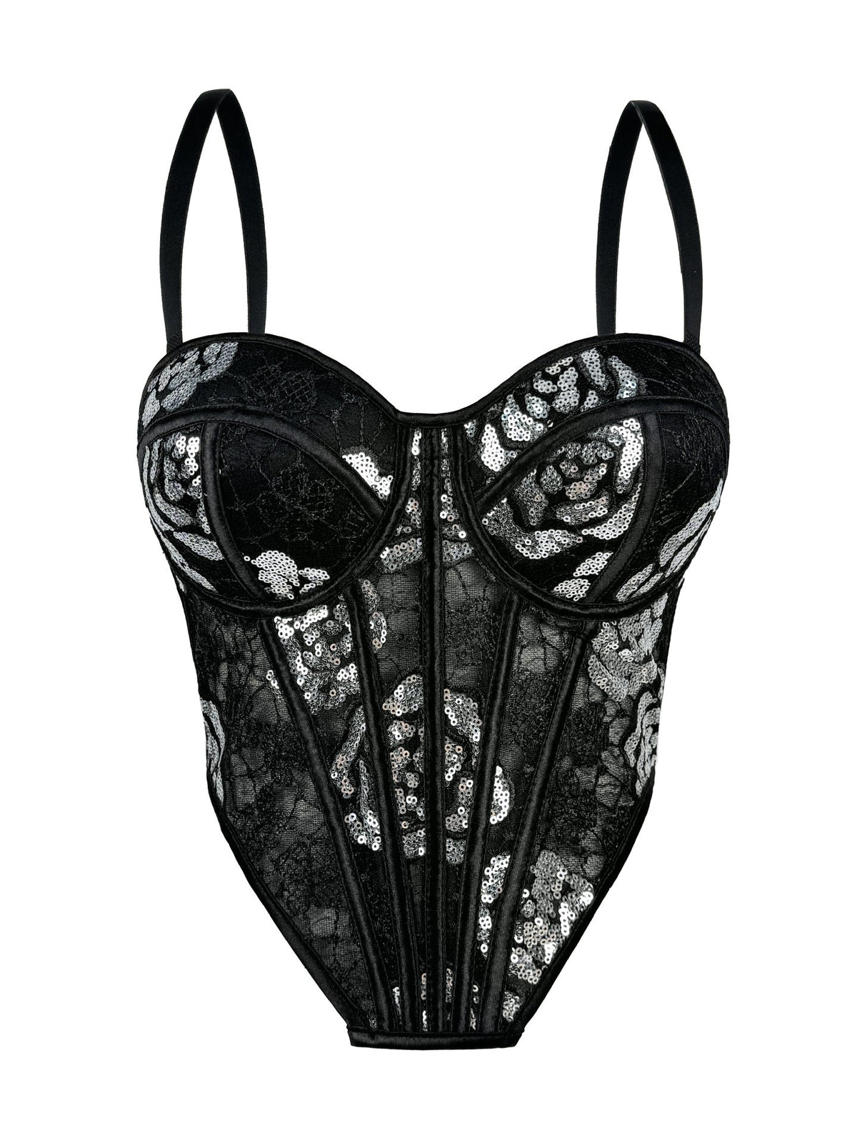Sequined Floral Boning Corset Corset Chest Pad Slim Fitting Suspenders Vest Outer Wear Boning Corset Top Party Tube Top