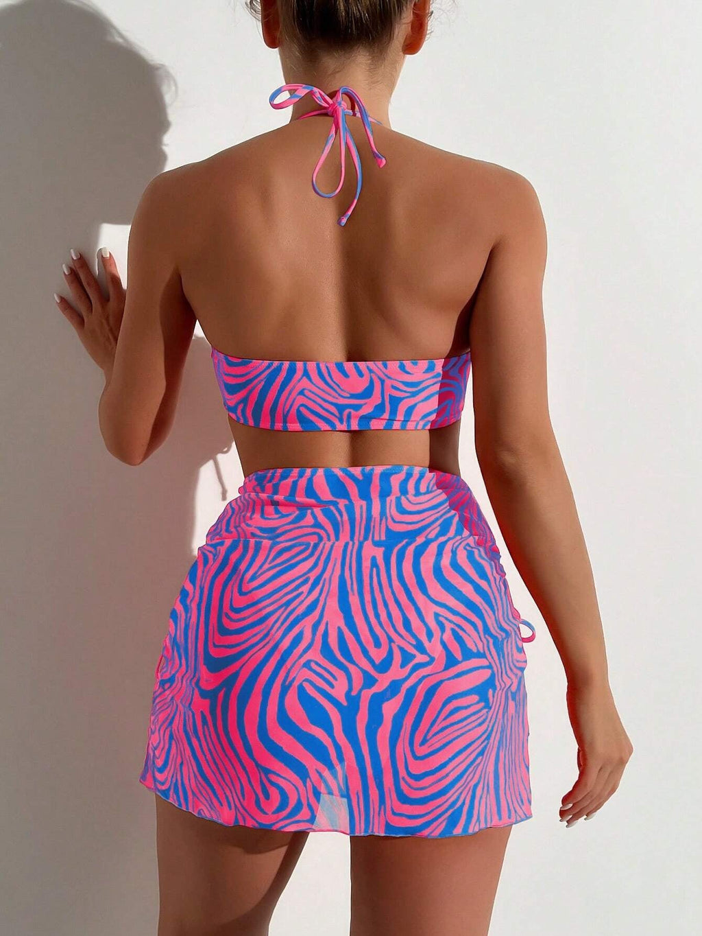 Swimsuit Women Striped Split Three Piece Printed Bikini Bikini Swimsuit