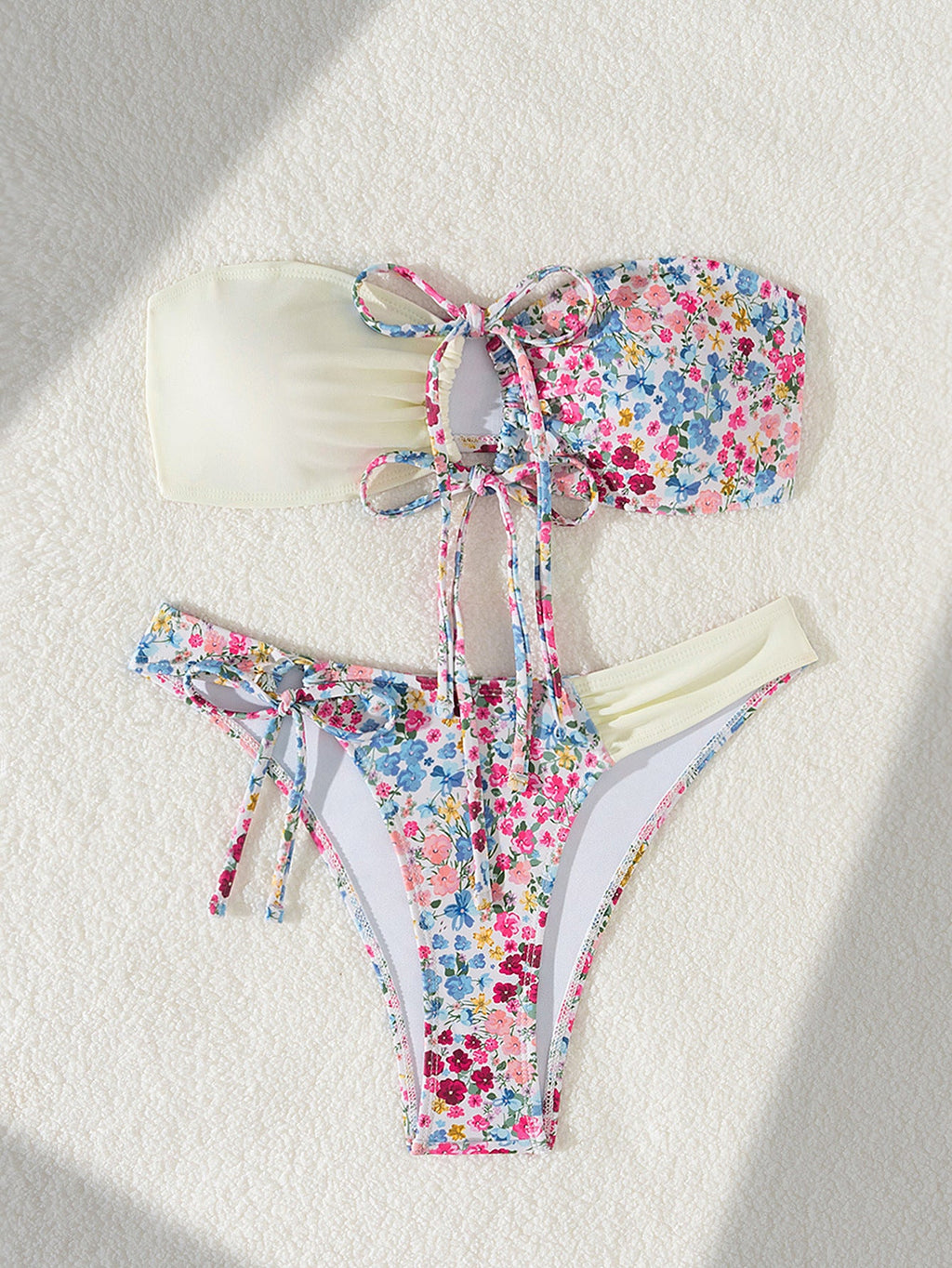 Sexy Lacing Bikini Small Floral Swimsuit Flying Bikini