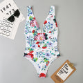 One Piece Women Triangle High Waist Multi Color Printed Swimsuit Domestic Conservative Swimsuit Swimwear