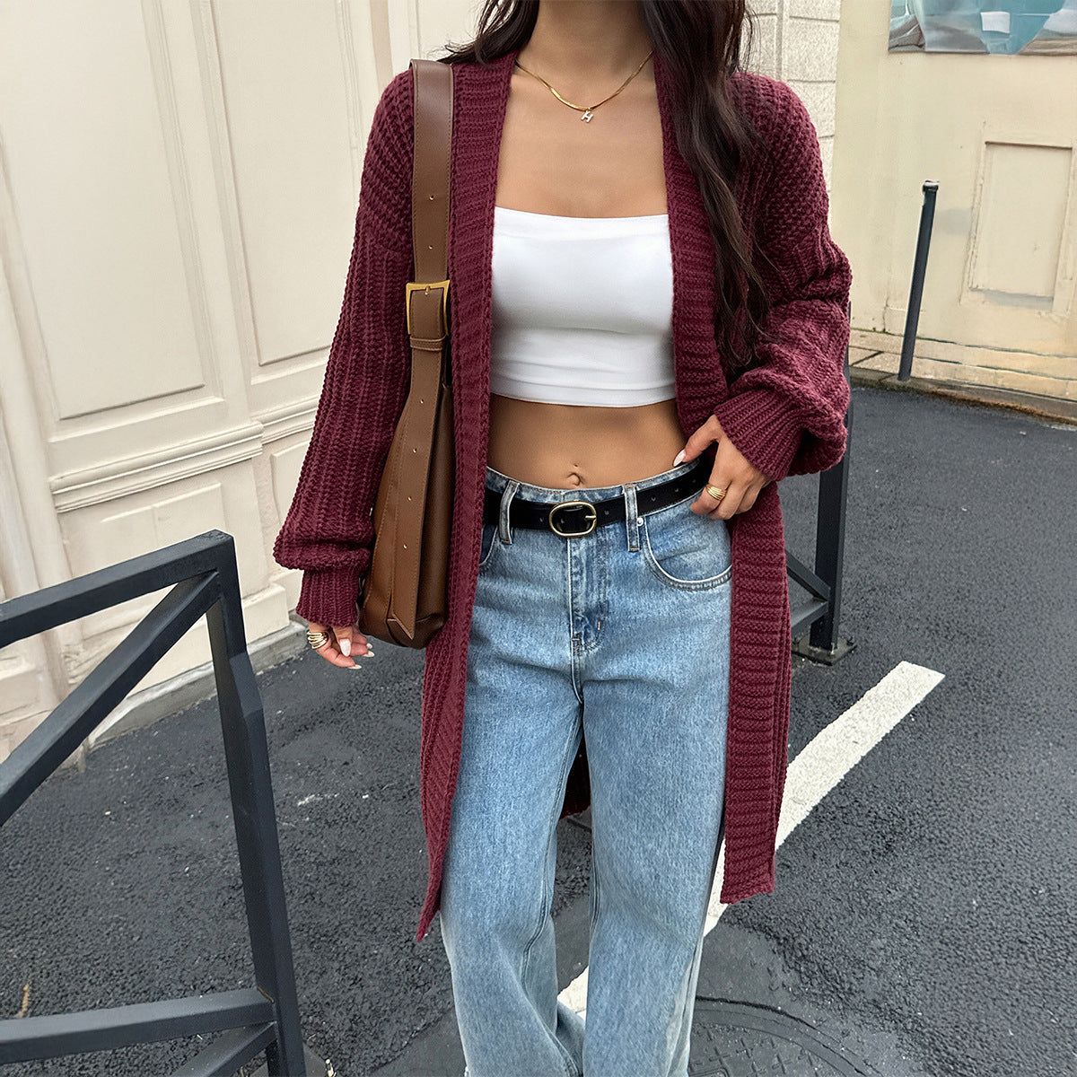 Women Clothing Autumn Winter Casual Advanced Woolen Coat Overcoat Sweaters