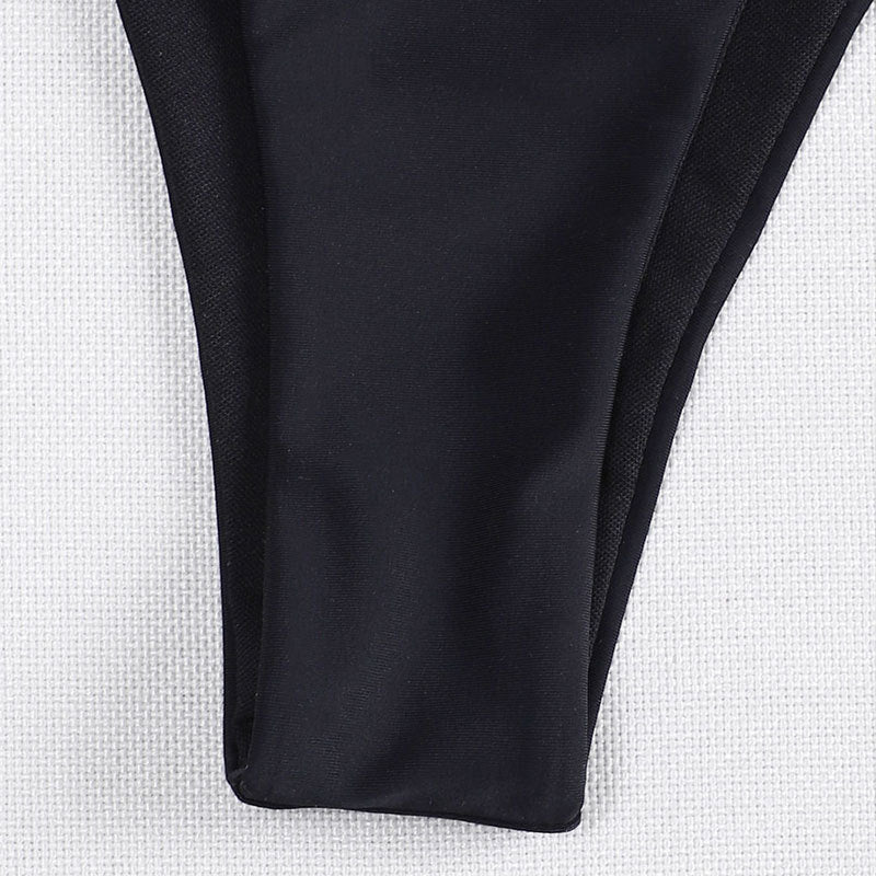 Solid Color Lace up Three Point Sexy Split Bikini Brazilian Beach Triangle Swimming Trunks Swimsuit