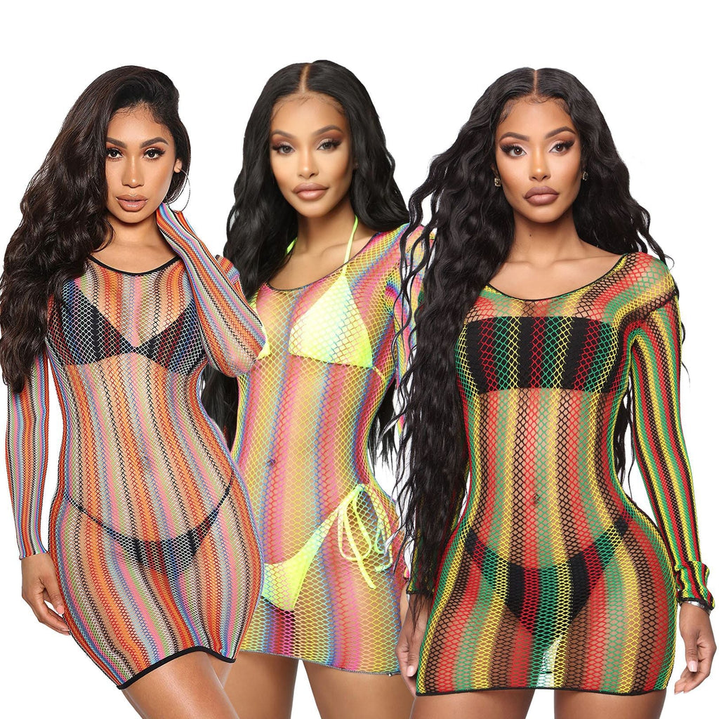 Sexy Super Elastic Diamond-Shaped Network Anti-DDOS Beach Skirt