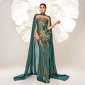 Long Sleeve round Neck Long Sequined Cocktail Cape Fishtail Evening Dress Bridesmaid Dress Dress Women