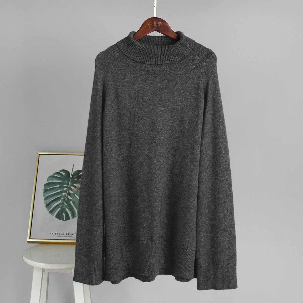 Wool Turtleneck Sweater Autumn Winter Loose Pullover Sweater Thermal Knitting Sweater for Women