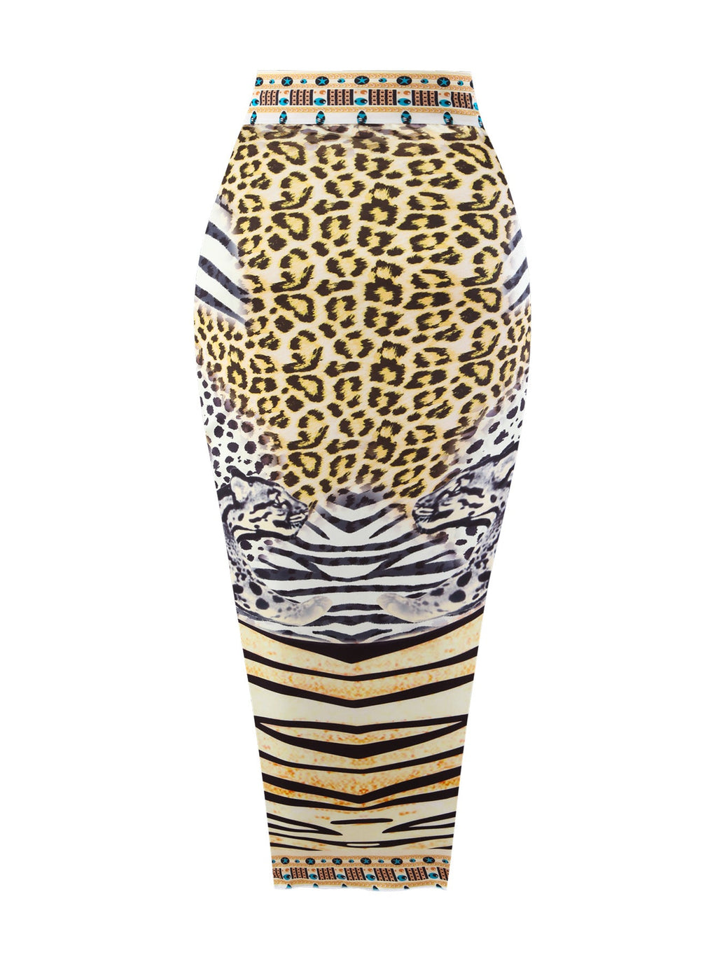 Bikini Leopard Print Lace up Halterneck Cover Belly Backless Gauze Skirt Sunscreen Swimsuit Women