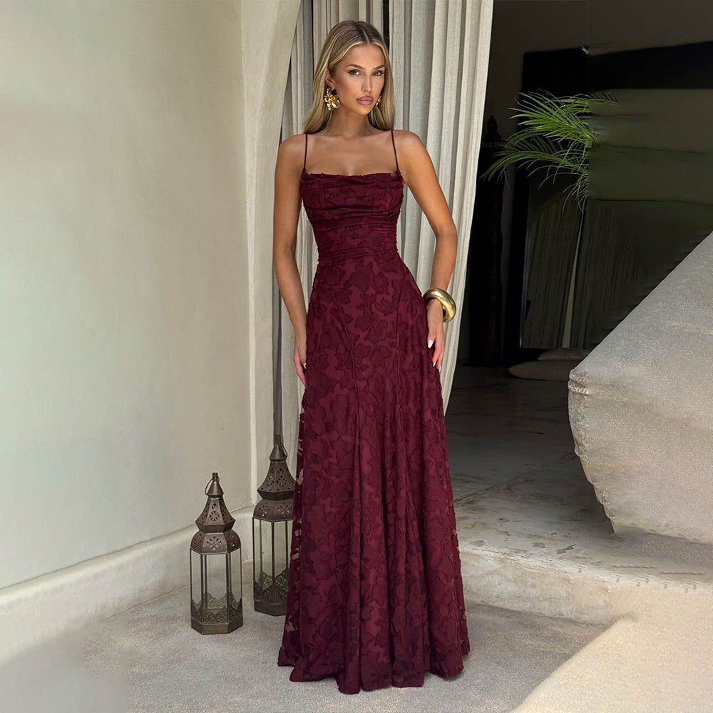 Summer Women Clothing Sexy Strap Chiffon Elegant Backless Evening Dress