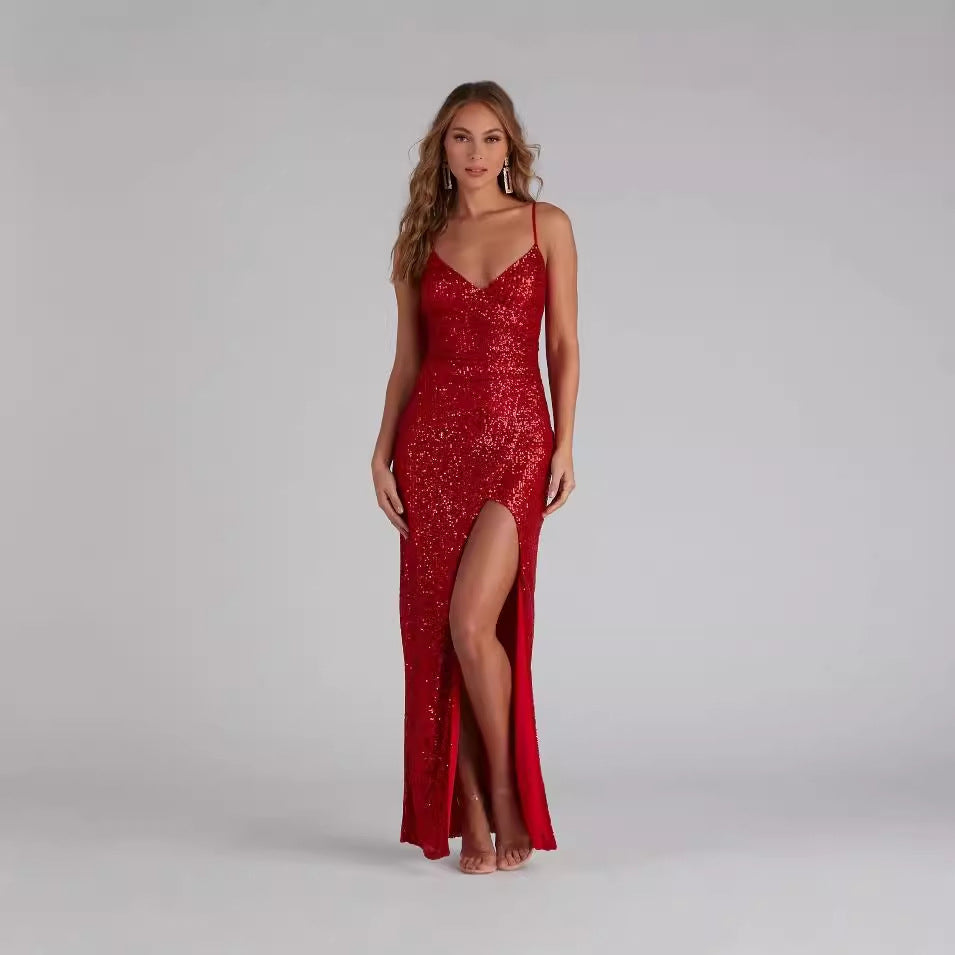 Sequin Sling Dress Summer Host Cocktail Sexy Prom Evening Dress