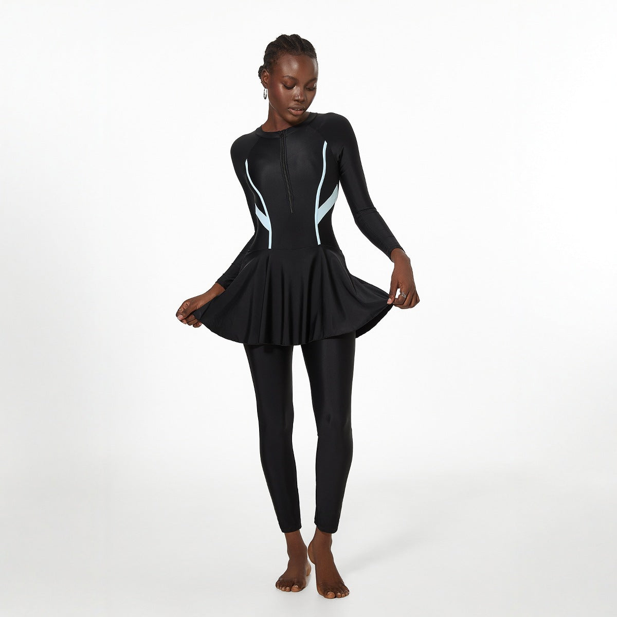 Swimwear Women Belly Covering One Long Sleeve Trousers Spring Surfing Diving Swimsuit