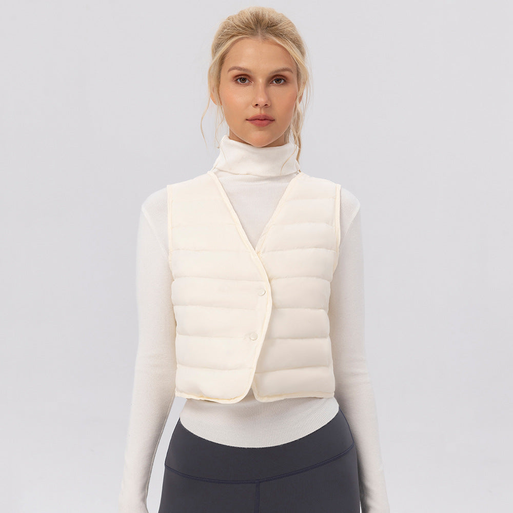 Autumn Winter Warm Yoga down Jacket Vest Women Portable Outdoor Sports Training Running Sports down Vest