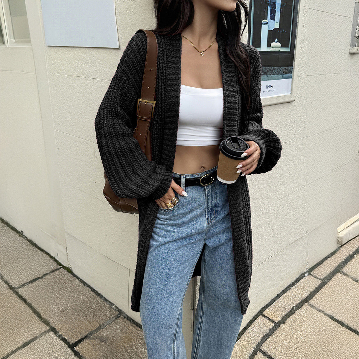 Women Clothing Autumn Winter Casual Advanced Woolen Coat Overcoat Sweaters