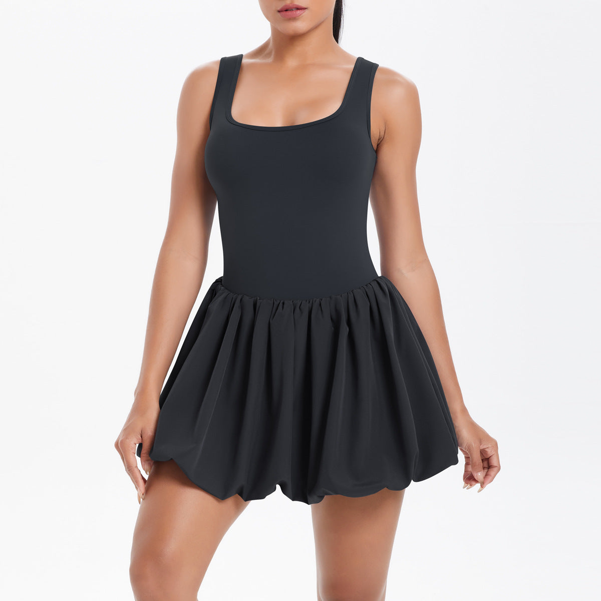 Cool Jumpsuit Tennis Skirt Sexy Beauty Back Pocket Backing Culottes Fitness Solid Color Sports Dress Women