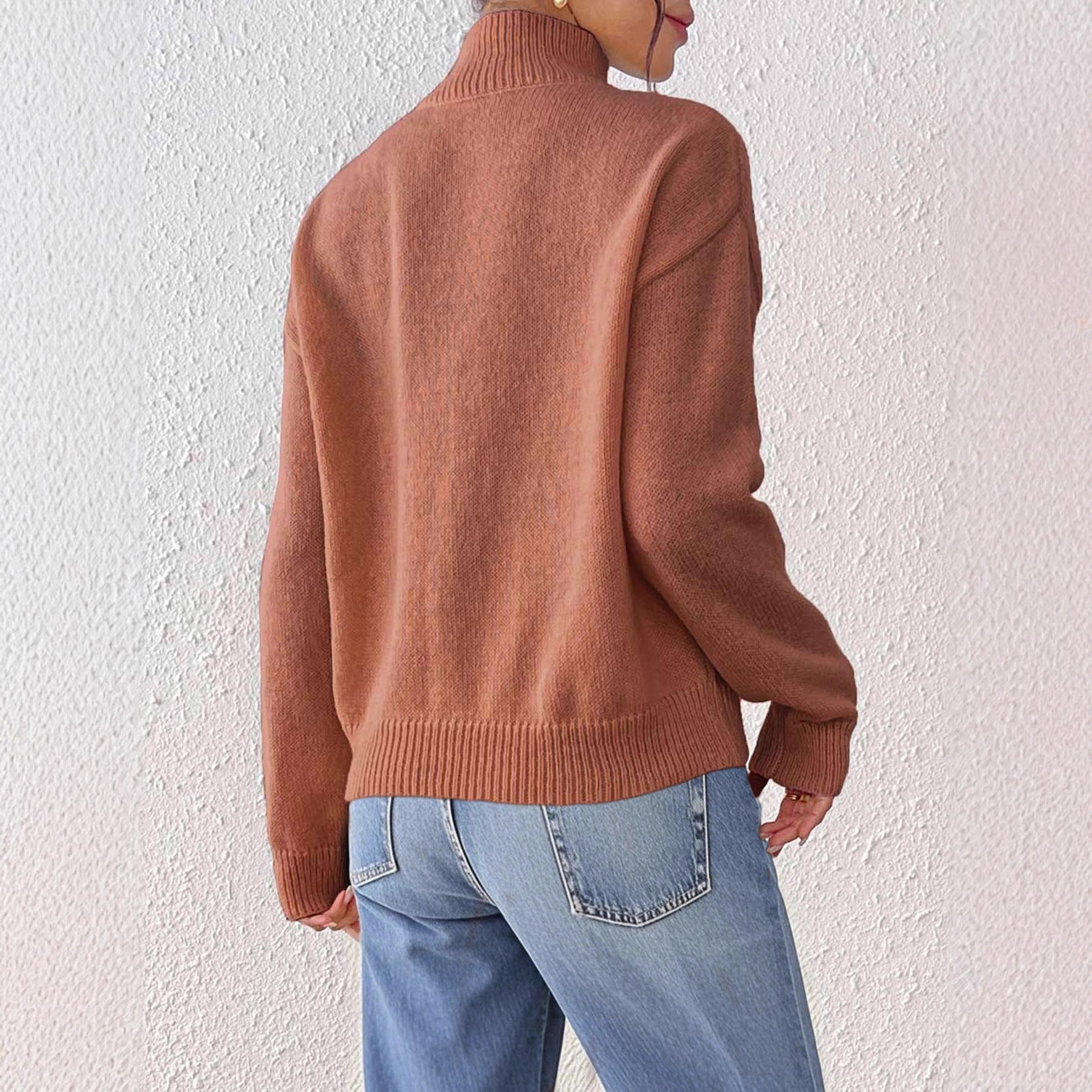 Women Clothing Personality Color Random Imitation Hand Crocheted Stitching Woven Top Pullover Sweater