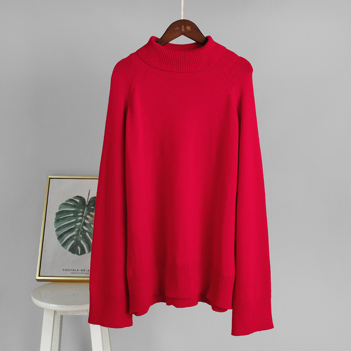 Wool Turtleneck Sweater Autumn Winter Loose Pullover Sweater Thermal Knitting Sweater for Women