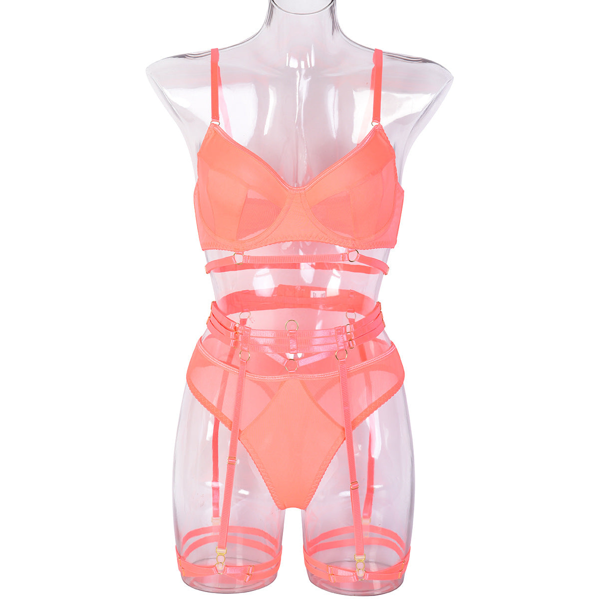 Sexy Match Sets Complex Heavy Craft Underwear Mesh Splicing Tape Leg Ring