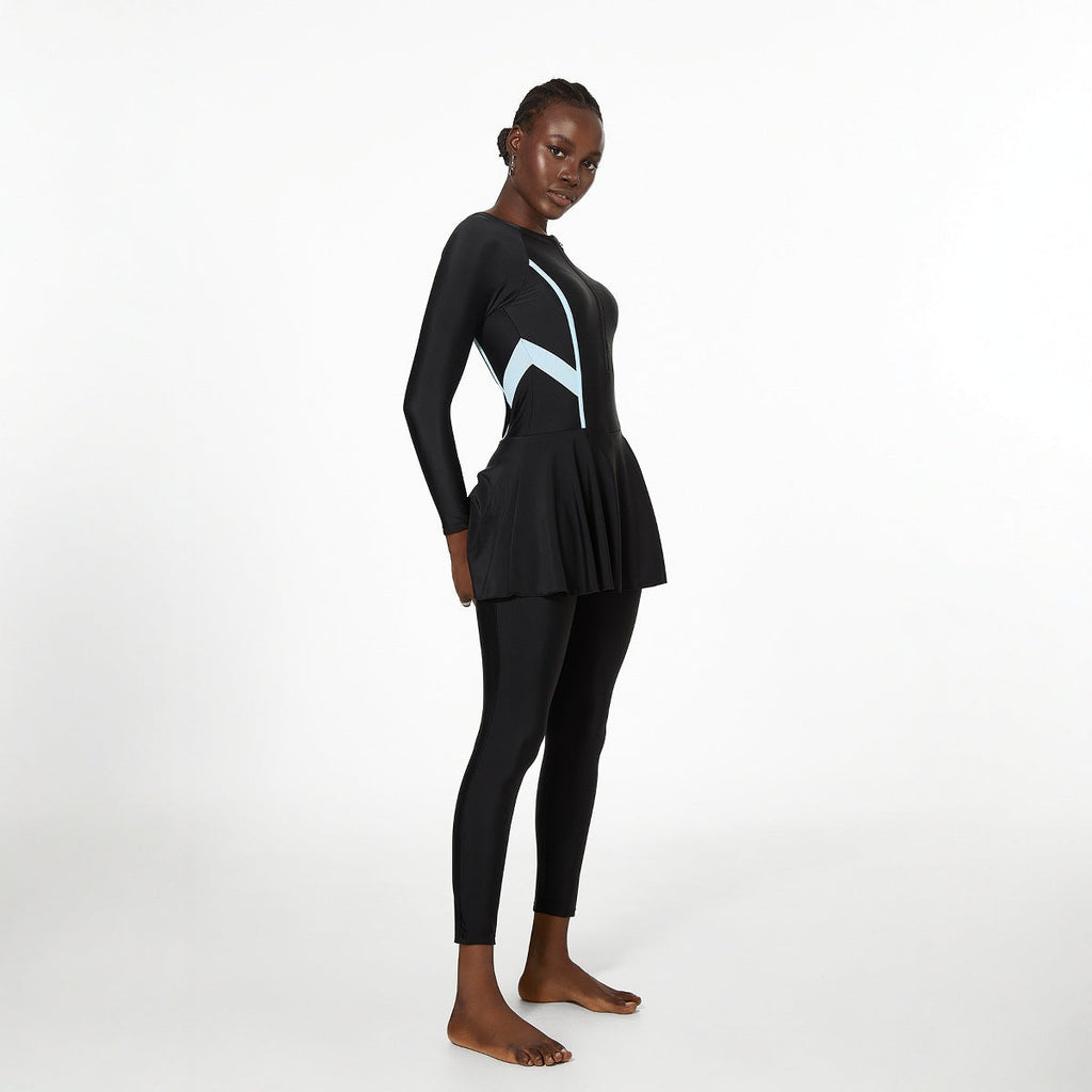 Swimwear Women Belly Covering One Long Sleeve Trousers Spring Surfing Diving Swimsuit