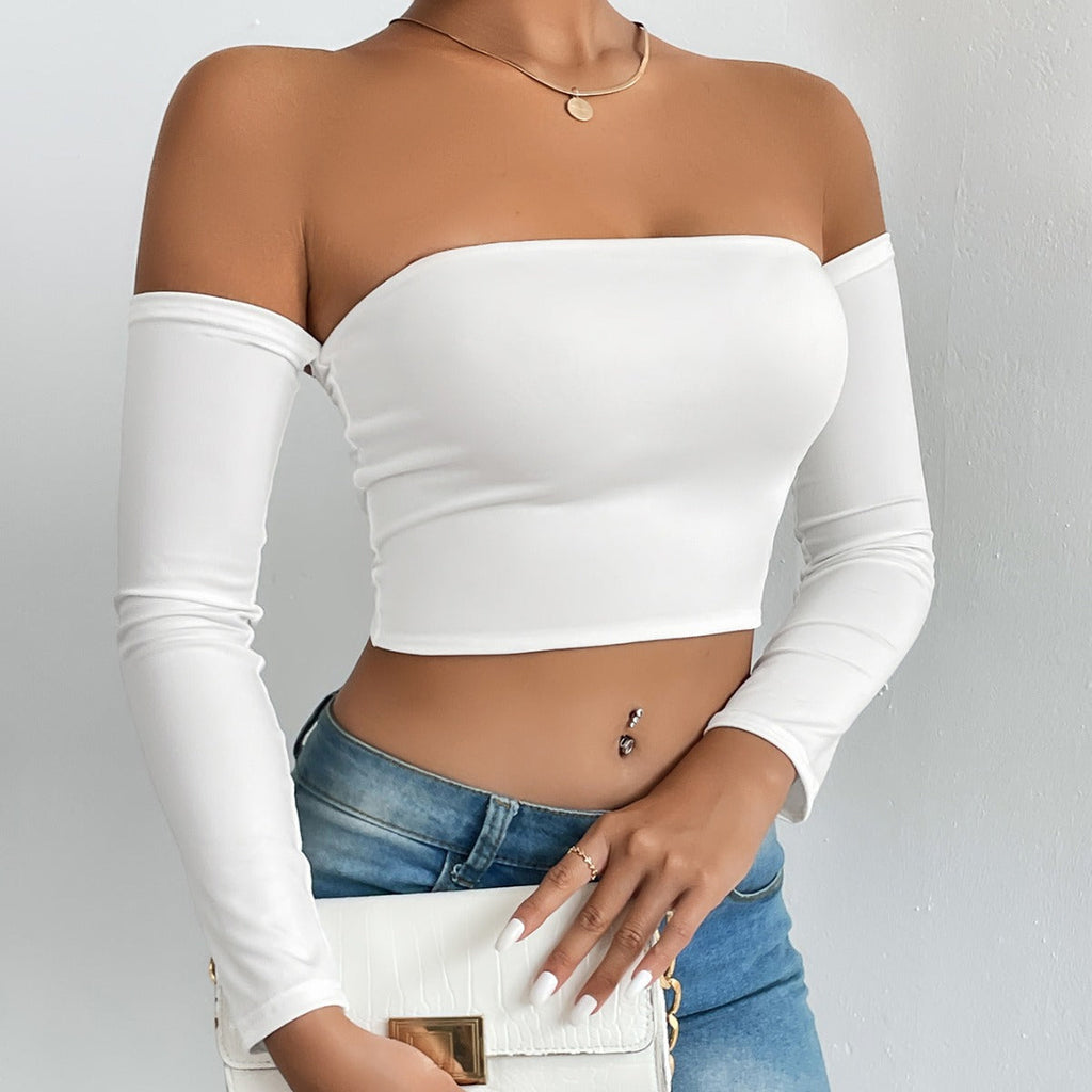 Camisole Waist Trimming Short Sleeve Vest Sexy Cropped Tube Top Bottoming Vest