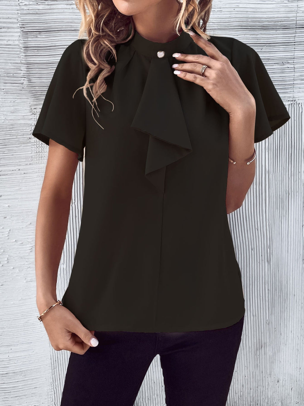 Summer Women Clothing Shirt Women Short Sleeved Summer Bow