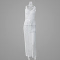 Vacation Beach Blouse Hollow Out Cutout Backless Knitted Dress Women Split Crochet hook