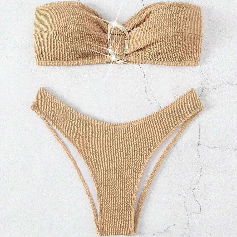 Tube Top Swimsuit Printed Sexy Bikini Women Fission Swimsuit