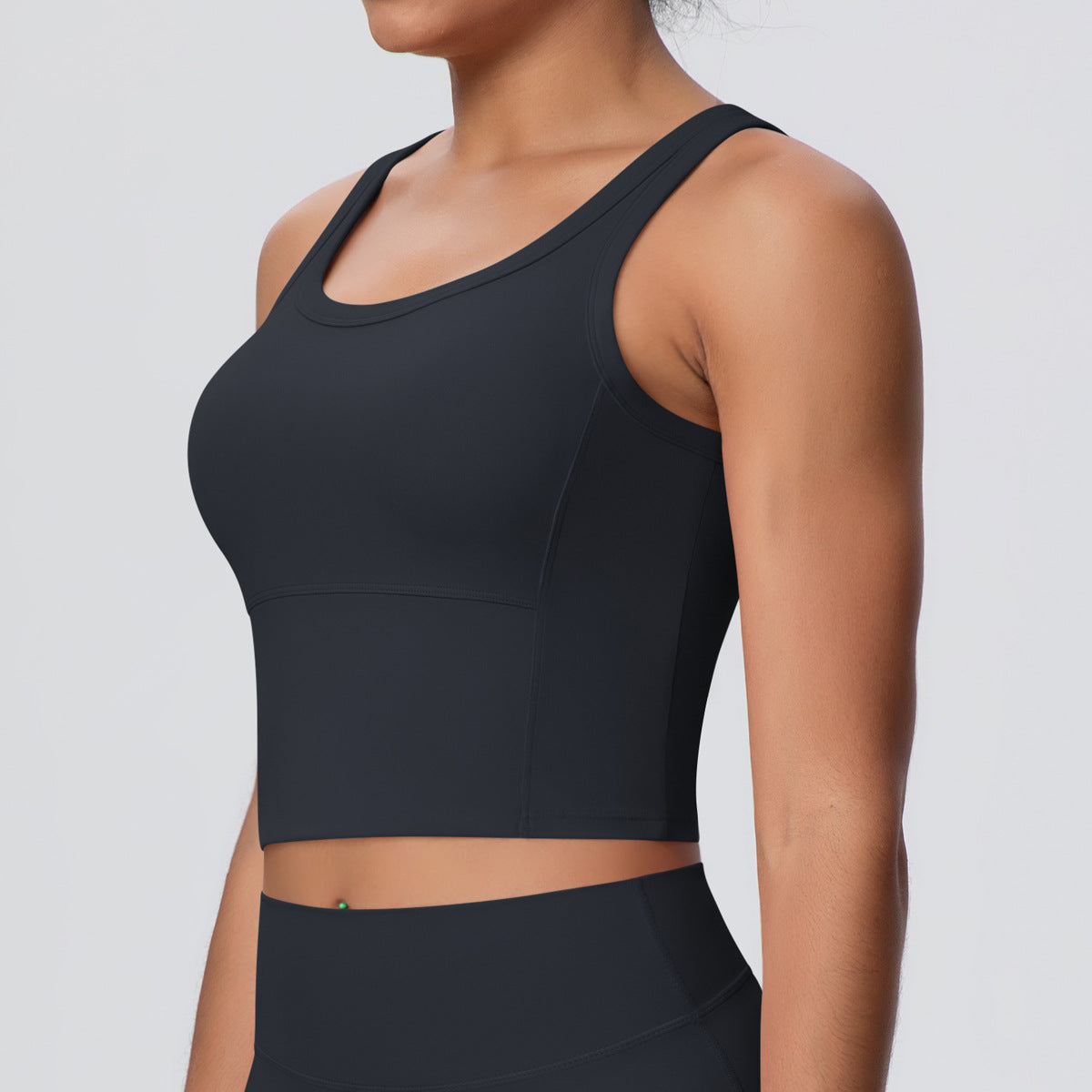 Solid Color Nude Feel Skin Friendly Yoga Jacket with Chest Pad Workout Bra Beauty Back Fitness Vest Sports Underwear for Women