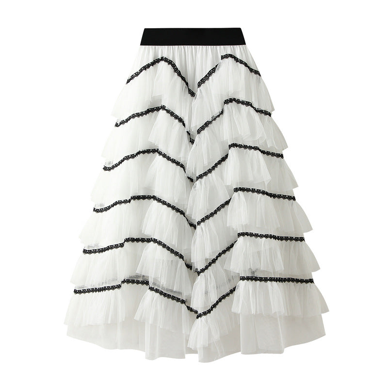 Design Gauze Skirt Layers of Mesh Tiered Dress Skirt Women Dance Skirt Puffy Long Skirt