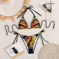 Bikini Swimsuit Women Sexy Butterfly Printed Halter Lace up Bikini Swimsuit