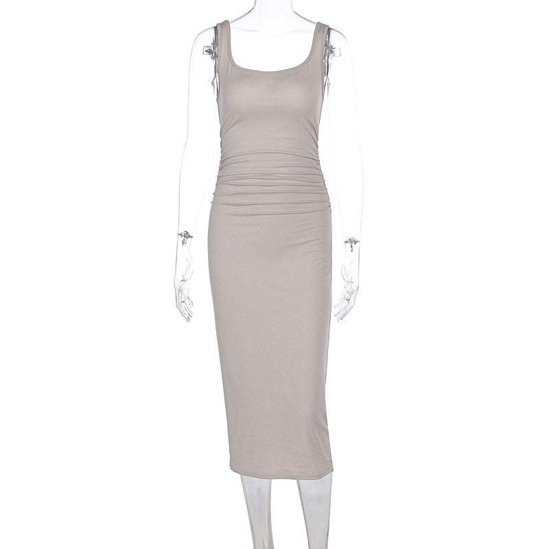 Women Clothing Summer Sexy Slim Strap Backless Sheath Dress