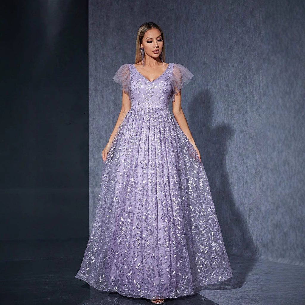 Embroidered Large Skirt Dress Photo Taking Ball Niche Evening Dress Dinner Formal Dress