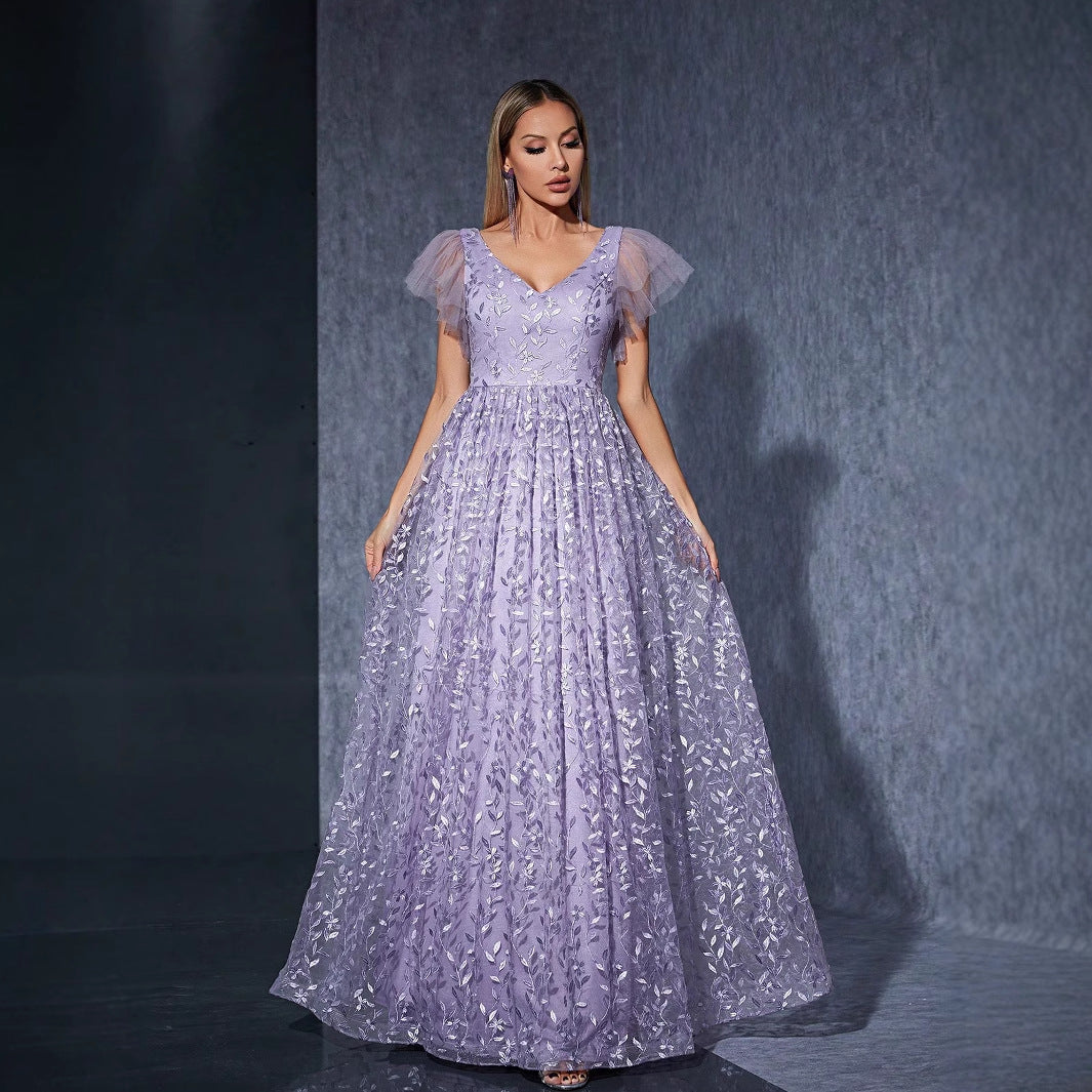 Embroidered Large Skirt Dress Photo Taking Ball Niche Evening Dress Dinner Formal Dress