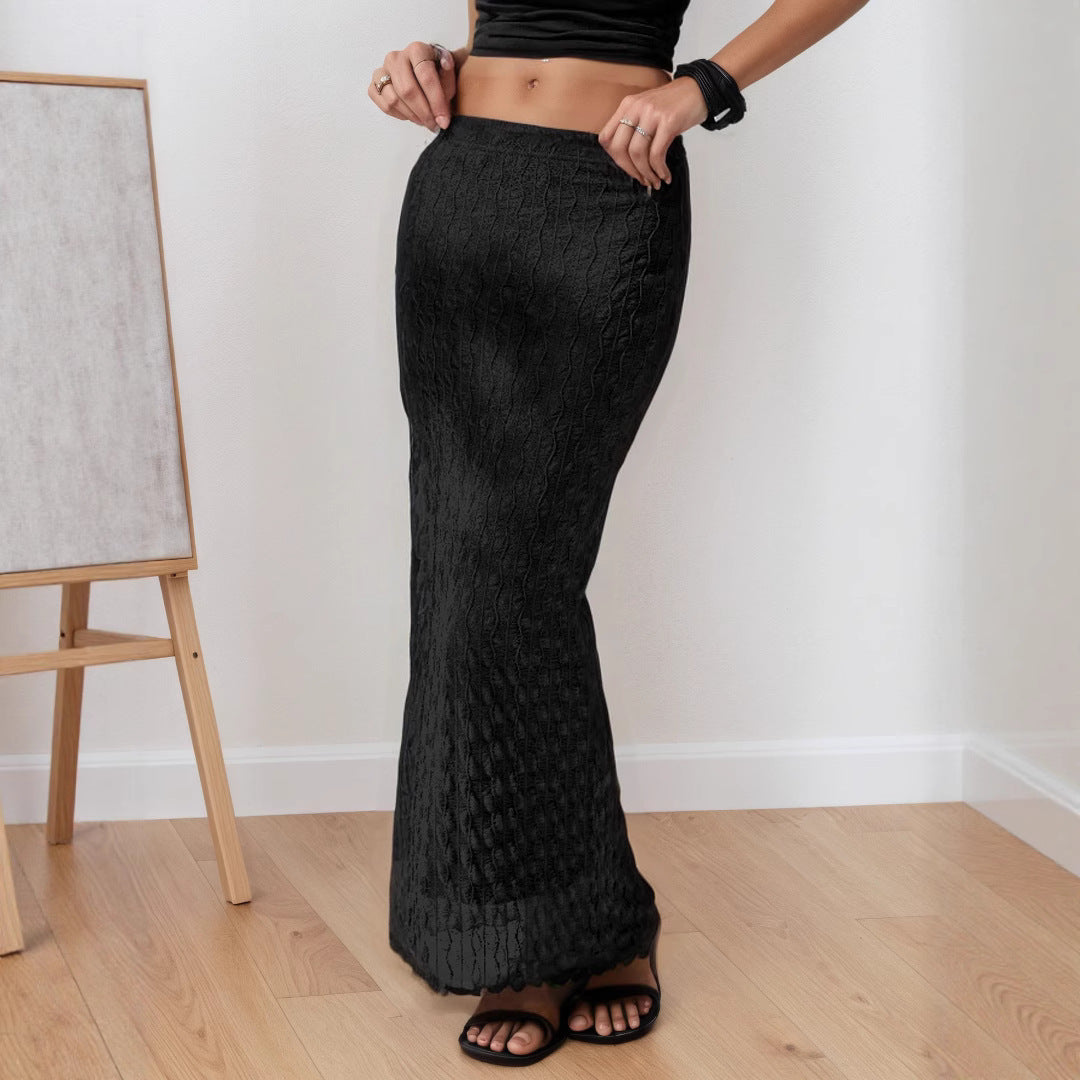 Mesh Jacquard Summer Skirt Party Elegant High Grade Slim Slimming Sheath Skirt