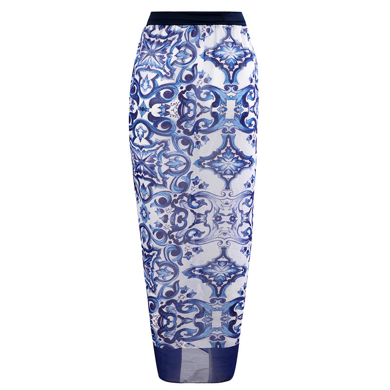 Two Piece One Piece With Skirt Swimsuit Anti Exposure Swimsuit