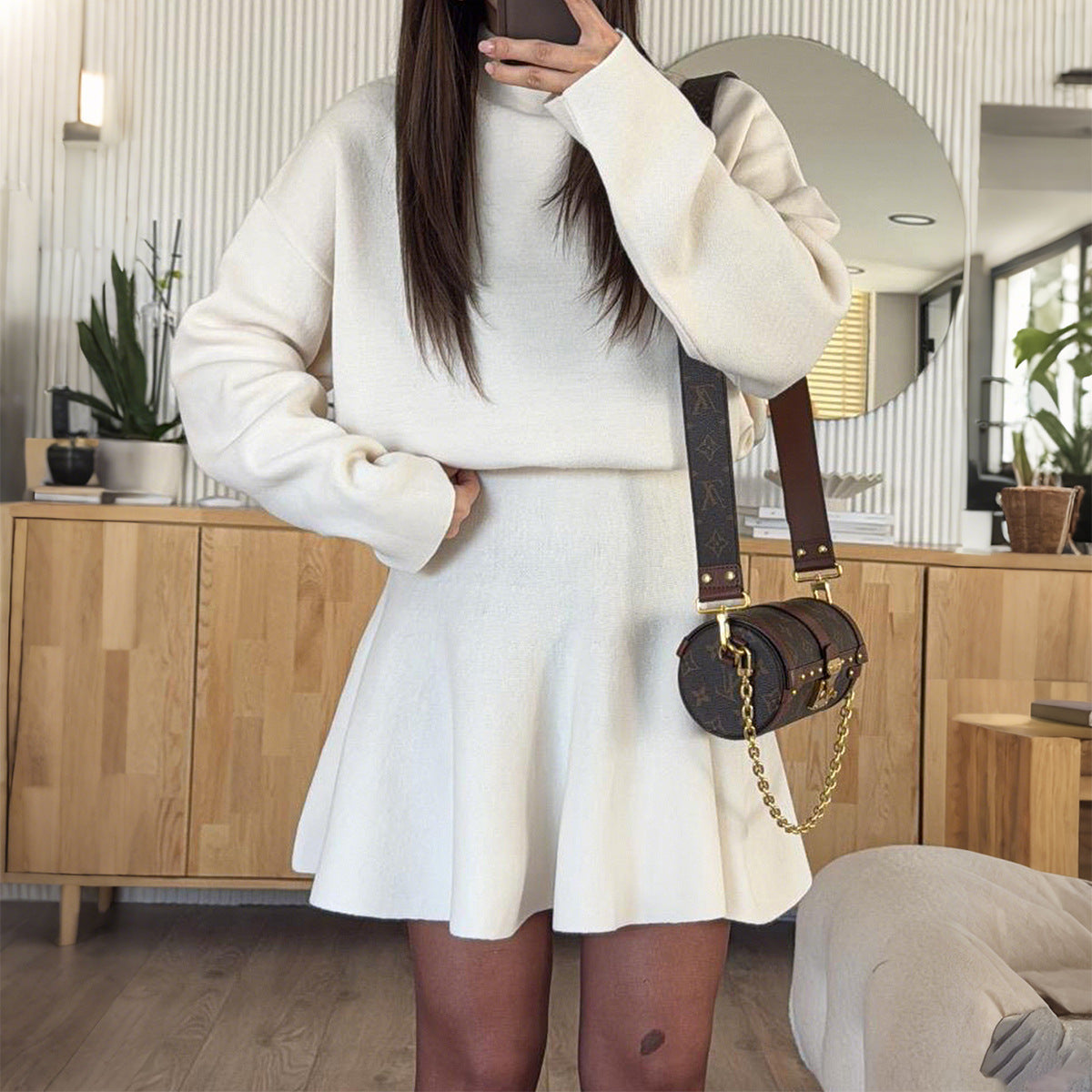 Casual Vacation Sweater Long Sleeve Dress Women Clothing Autumn Winter