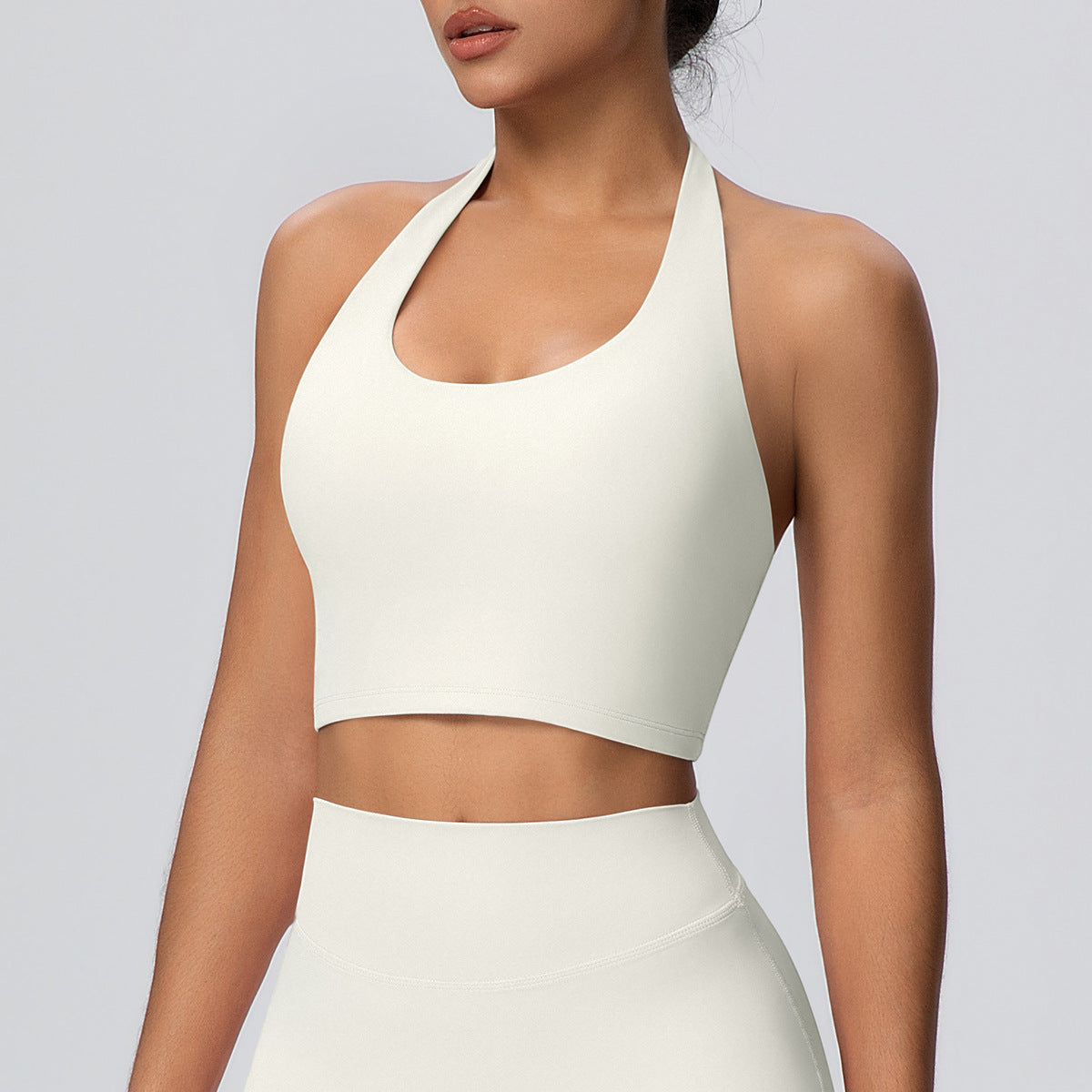 Solid Color Halter Beauty Back Nude Feel Yoga Vest Top Chest Pad Sports Bra Underwear Fitness Yoga Wear