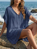 Women Dress Women Clothing Hand Crocheting Stitching Tied Loose Beach Beach Cover Up