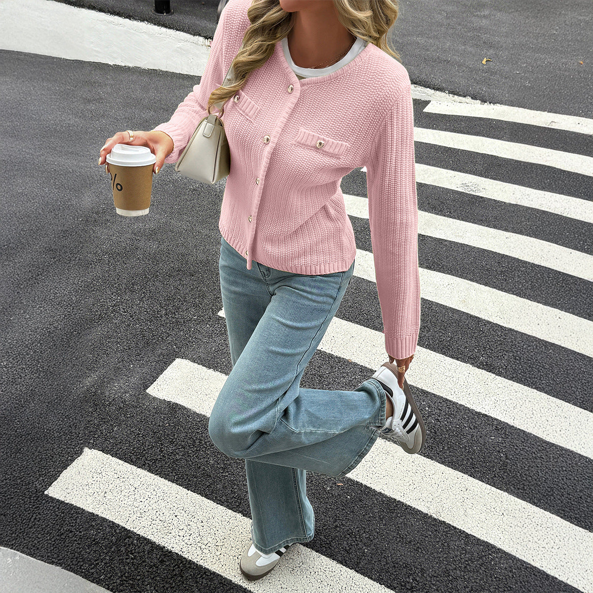 Casual Vacation Wool Long Sleeve Coat Sweater Women Clothing Autumn Winter