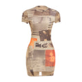 Spring Women Wear Round neck Short sleeve Slim fit Sexy Sheath Mini Dress Printed One piece Dress