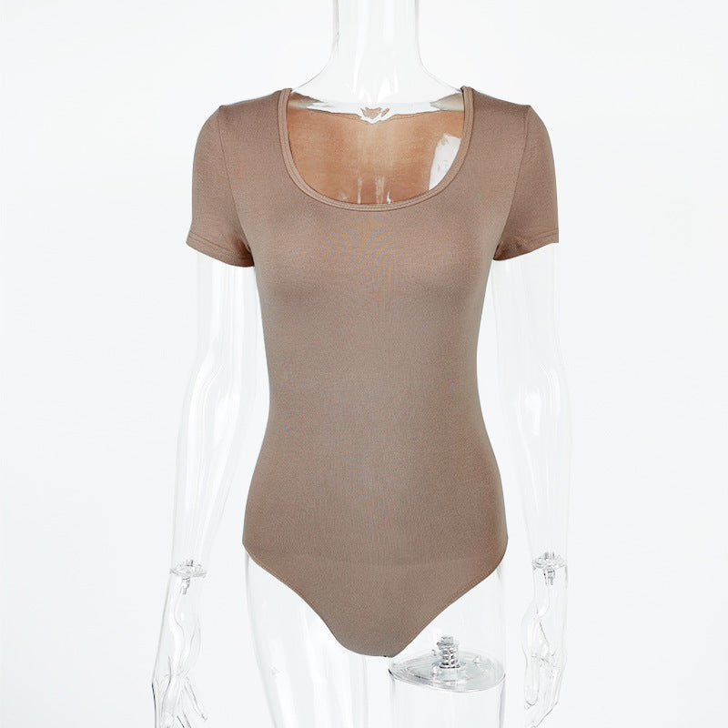 Fall Trendy Women Clothing Sexy Slim Fit Rayon U Neck Long Sleeved Adult Bodysuit