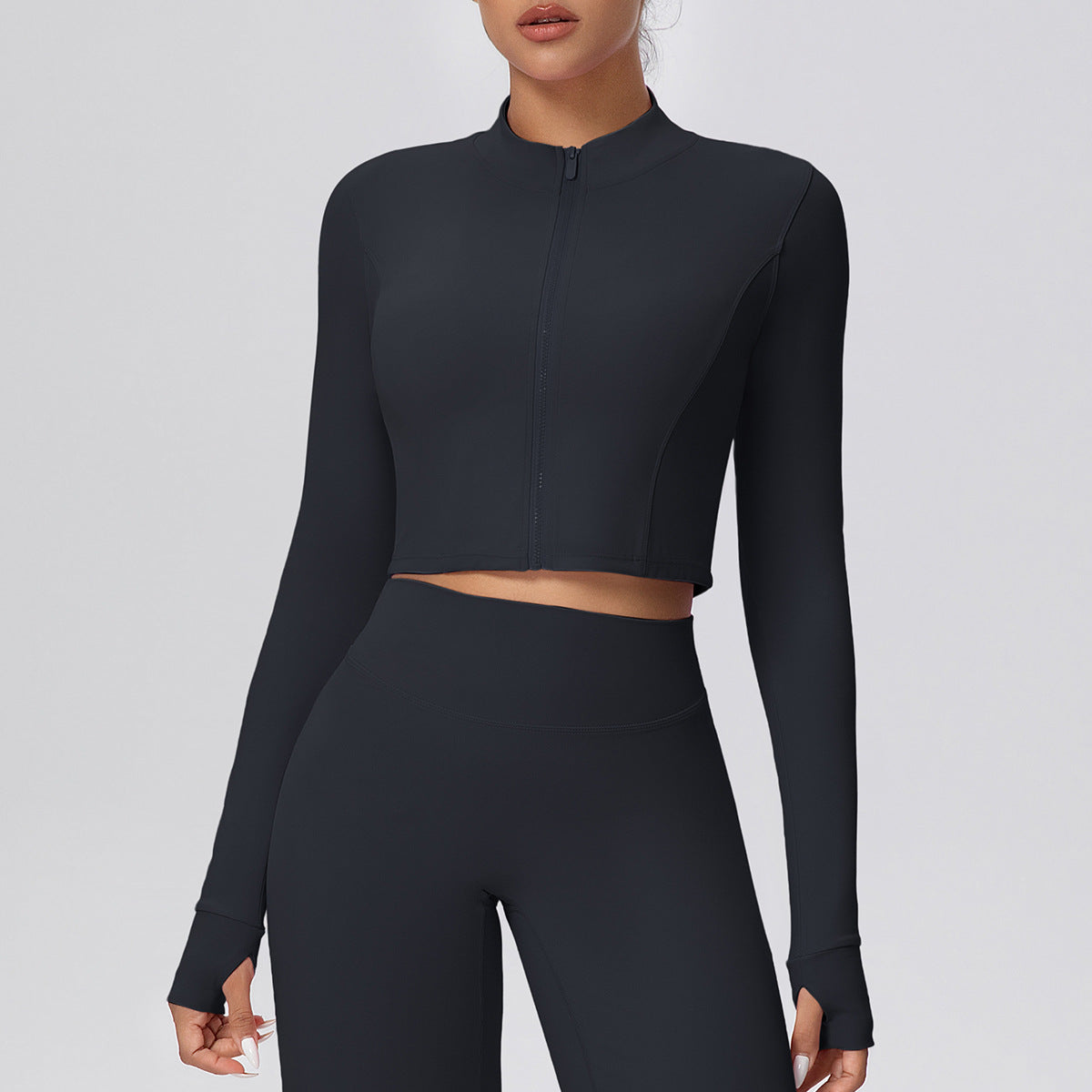 Zipper Outdoor Running Sports Yoga Jacket Slimming Workout Long Sleeve Coat Girls Quick Drying Yoga Clothes Women