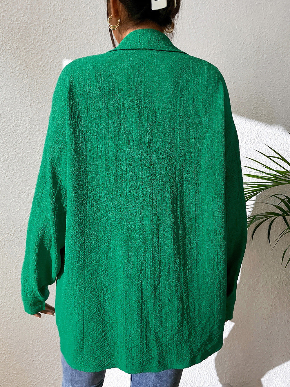 Women Clothing Single Breasted Cardigan Shirt Casual Long Sleeve Shirt Women Top