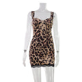 Women Clothing in Leopard Print Printed Sexy Sleeveless Vest Hip Skirt Pure Sexy Two Piece Sets